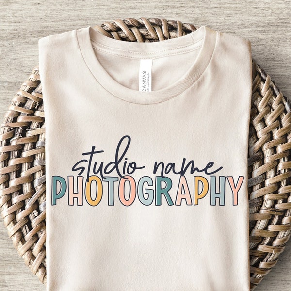 Custom Photographer TShirt | Personalized Photography Logo Shirt | Studio Name Gift Tee | Newborn, Wedding, Portrait, Family Christmas Gifts