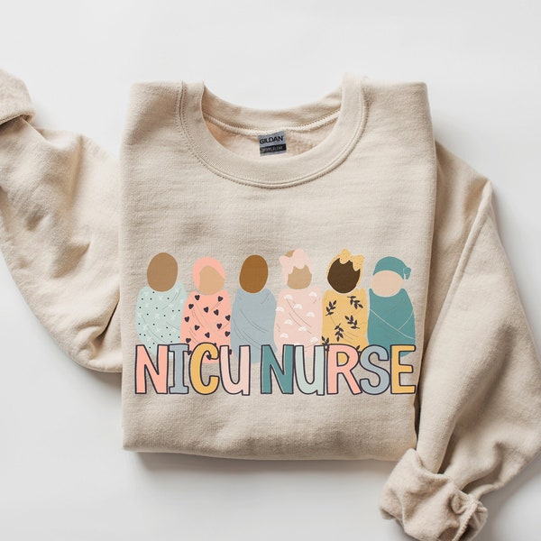 Nicu Nurse Sweatshirt | Cute Swaddled Babies Neonatal ICU RN Shirt | Gift for Baby Nurses Appreciation Sweater | CLC Registered Nurse Gifts