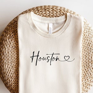 Houston Shirt | Texas State Lovers Heart TShirt | TX Souvenir Travel Road Trip Tee | Baseball T-Shirt | Women&#39;s Graphic Clothing Unisex