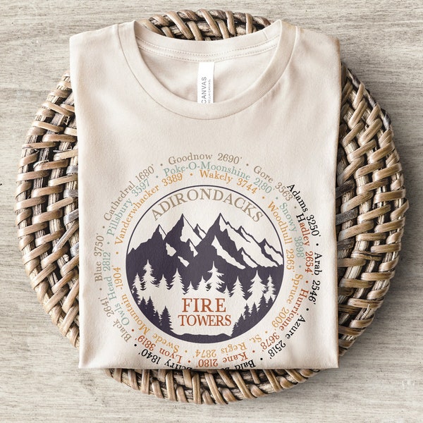Adirondack Fire Towers Shirt | Adirondack Firetower Challenge TShirt | ADK Upstate NY Clothing | 46er High Peaks of the Adirondacks Tee