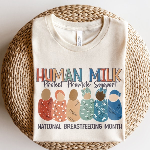 Human Milk Shirt | Mom's Milk Matters National Breastfeeding Month Tshirt | Lactation Consultant Breast Milk Rainbow RN Tee | CLC Week