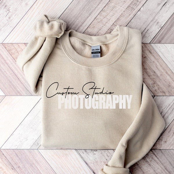Custom Photographer Shirt | Personalized Photography Logo Sweatshirt | Studio Name Gift | Newborn, Wedding, Portrait, Family Christmas