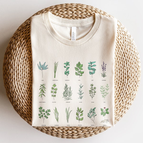 Herb Shirt | Herbs with Labels TShirt | Cute Gardening Plant Lover Graphic Tee | Botany Herbalist Nature T-shirt