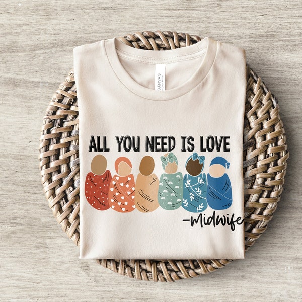 Midwife Shirt | Love Rainbow Certified Nurse Midwife TShirt | CNM Swaddled Babies Due Dates Gift T-Shirt | Doula Birthday Sweater New Grad