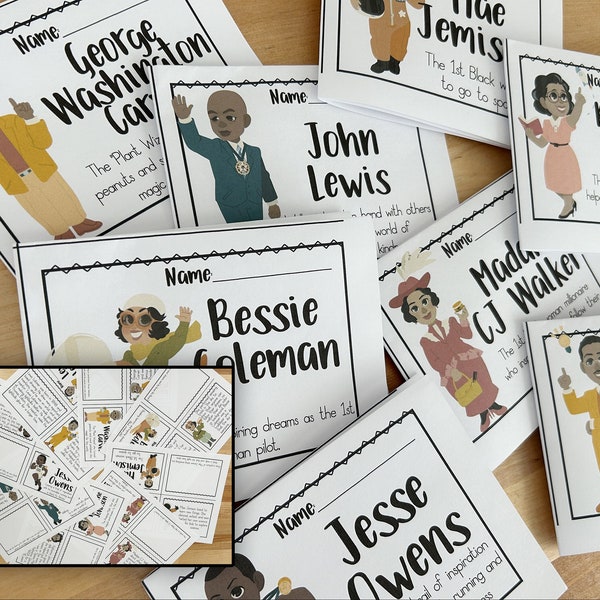 Black History Month Books | Mini Foldable Book Bundle | Informational Text Elementary Readers | February Guided Reading Lesson for Teachers