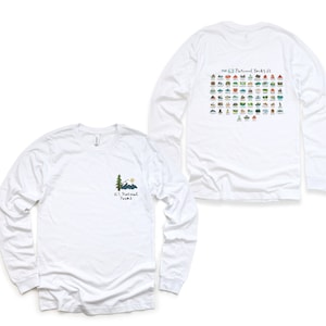 The 63 US National Parks Long Sleeve Tshirt | USA National Park Shirt | Road Trip, Beautiful America Outdoors Camping Mens Womens