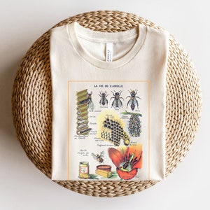 Vintage Bee Chart Shirt | Illustrated Life Cycle Honey Lover Graphic Tshirt | Trendy Hand drawn Cottagecore Clothing Tee