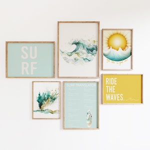 Surf Nursery Decor | Surf Wall Art | Beach Nursery Gallery Decor | Surfer Ocean Wave Prints for Boys Nursery | Coastal Surfing Shower Gift