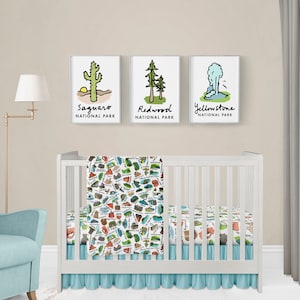 National Parks Baby Nursery | US Parks Crib Sheet, Changing Cover, Swaddle Blanket Shower Gift | Bedding for Baby Room Gifts | Outdoor Lover