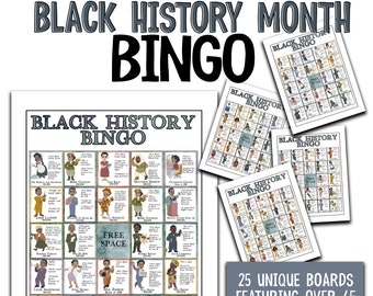 Black History Bingo Cards | Black History Month Games | US Black History Month Activity | School Center Teacher Activity Lesson