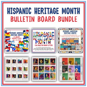 Hispanic American Heritage Month Bulletin Board Bündel | Hispanic Geschichte Poster | Druckbare interaktive Aktivitäten für Latein und Latein