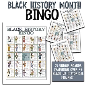 Zwarte geschiedenisbingokaarten | Games Black History Month | Activiteit Amerikaanse zwarte geschiedenismaand | Activiteitsles voor leerkrachten in het schoolcentrum