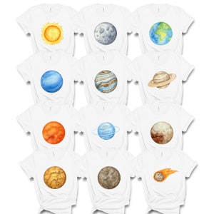 Planets, Sun and Moon Costume Shirts | Group Halloween Space Costumes | Family, Friends, teachers Costume TShirts | Softball Tournament