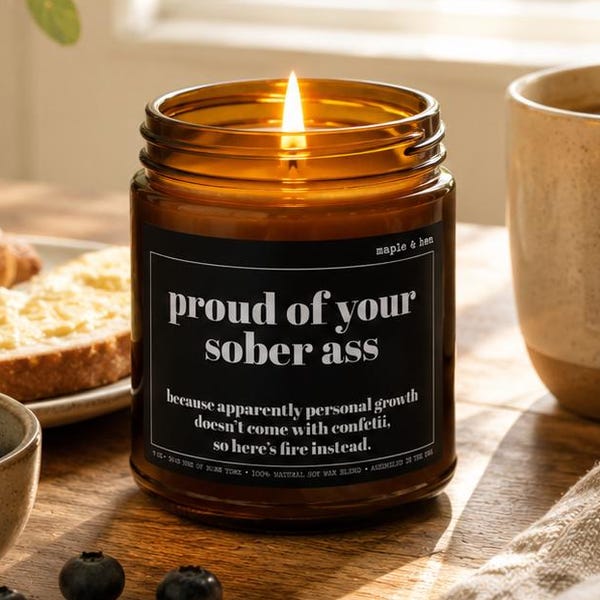 Regalo divertido para la sobriedad / Vela para un hito de recuperación / Regalo de aniversario de sobriedad / Regalo de sobriedad para un amigo / Vela de aliento para momentos difíciles