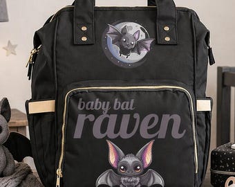 Goth Diaper Bag Backpack Celestial Bats Cute Witchy Baby Shower Gift Insulated Travel Bottle Cooler Gothic Moms Dads New Parents Newborns
