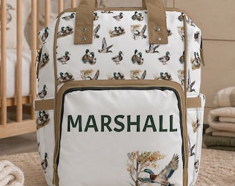 Personalized Mallard Duck Diaper Bag | Hunting Baby Bag | Custom Hunter Ducks Shower Gift | Multiuse Backpack for Babies | Outdoor Lover