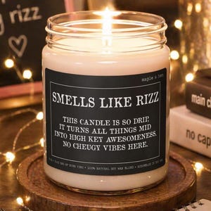 Funny Teen Candle | Rizz Middle School Gift | Fun Scented Candle Party Favor | Slang Teen Gift | Teenage Girl Gifts | Drip Gift for Niece
