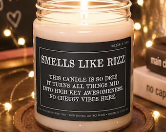 Funny Teen Candle | Rizz Middle School Gift | Fun Scented Candle Party Favor | Slang Teen Gift | Teenage Girl Gifts | Drip Gift for Niece