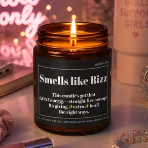 Rizz Candle | Funny Teen Gift | Rizz Gen Alpha Middle School Funny Gifts | Slang Teen Present | Teenage Girl Boy, Drip Gift for Niece Nephew