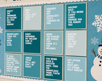 Gen Alpha Winter Holiday Slang Classroom Poster Set | Printable Funny Christmas Classroom Decor | Middle School Rizz Bulletin Board Posters