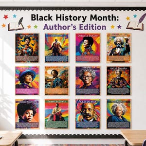 Black Authors Posters | Black History Month Bulletin Board | African American Authors Printable Poster Pack Kit | 12 Inspirational Writers