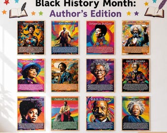 Black Authors Posters | Black History Month Bulletin Board | African American Authors Printable Poster Pack Kit | 12 Inspirational Writers