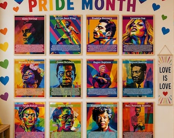 Pride Month Bulletin Board Display | LGBTQIA+ Leaders Printables | LGBT History Month Posters | Inclusive Printable Classroom Decor