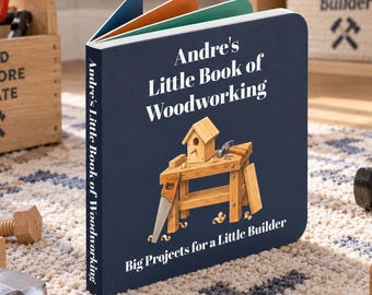 Personalized Woodworking Baby Book | Custom Board Book for Little Builder | Woodworker Dad Grandpa Gift | Baby Shower Gift for Boy or Girl
