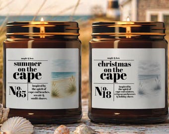 Cape Cod Candles | Coastal New England Summer and Christmas Candle | Holiday Gift for Cape Cod Lovers | Lighthouse Seaside Decor Vacay Gifts