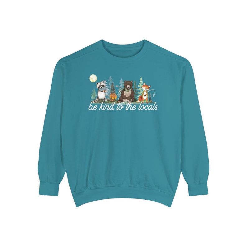 Comfort Colors® Wildlife Sweatshirt | Respect Local Wildlife Crewneck | Be Kind National Parks Gift | Camping Outdoors Environmental Gifts Topaz Blue