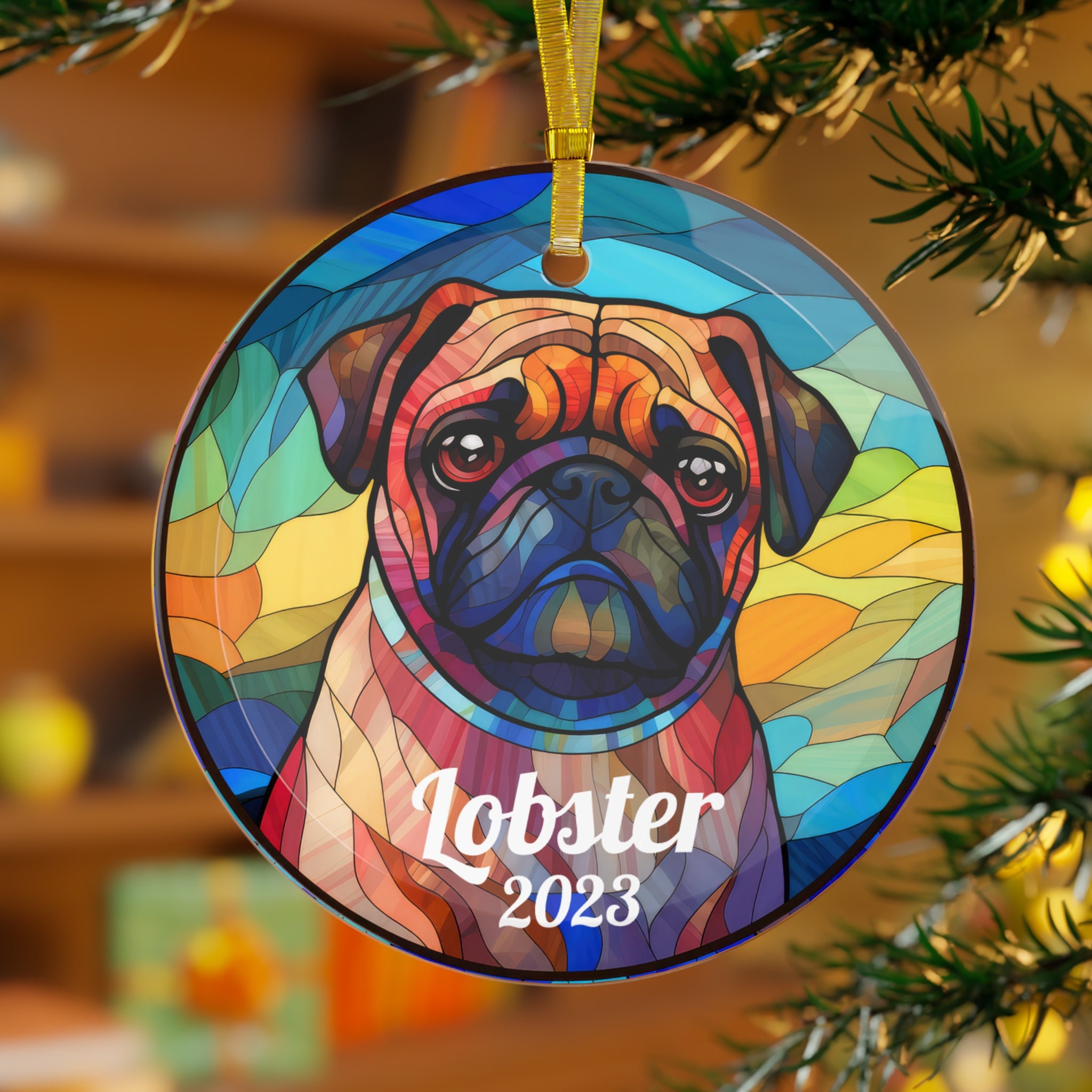 Glass hotsell pug ornament