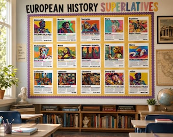 European History Superlatives Posters | Funny Social Studies Bulletin Board Poster set | Middle and High School Classroom Digital Printable