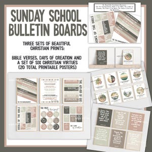 Christian Virtues Decor Bundle Set | Bible Verses Bulletin Board, 7 Days of Creation | Sunday School Genesis Catholic Education Posters