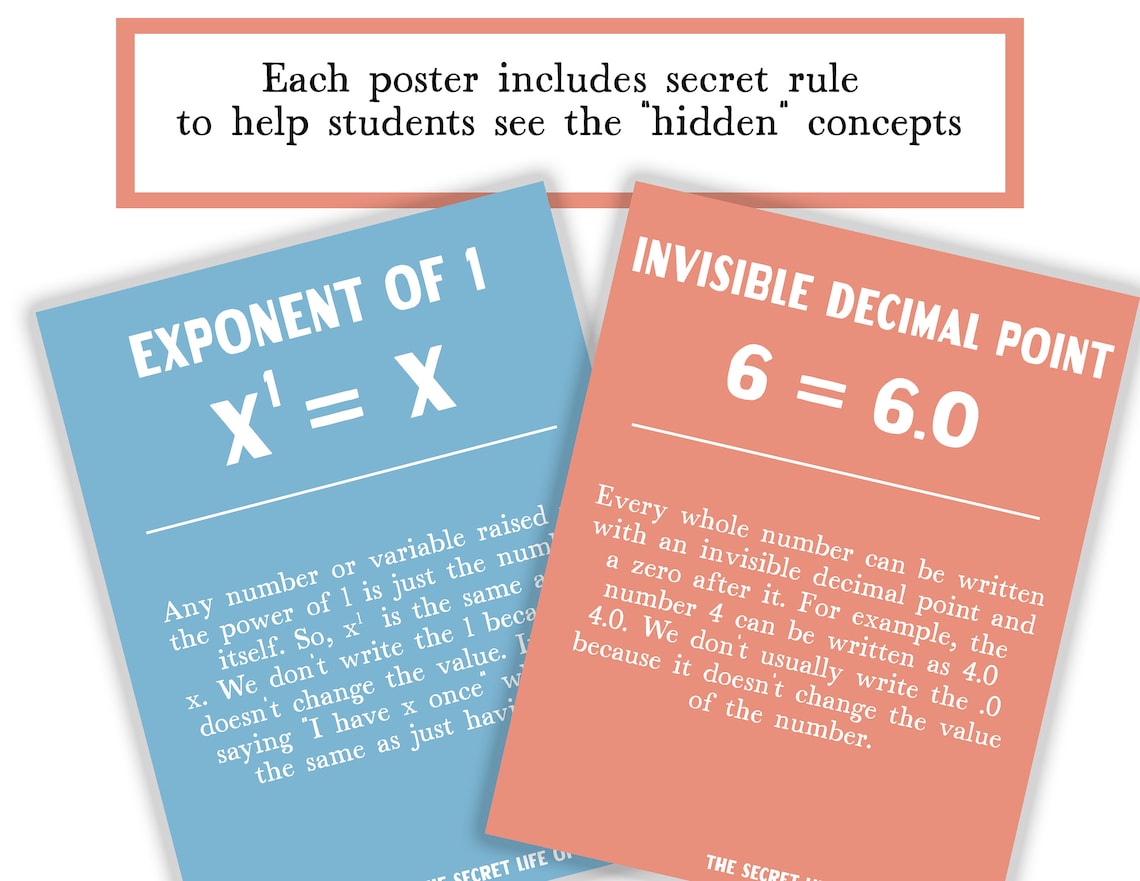 Invisible Math Concept Posters | Middle School Math Classroom Decor ...