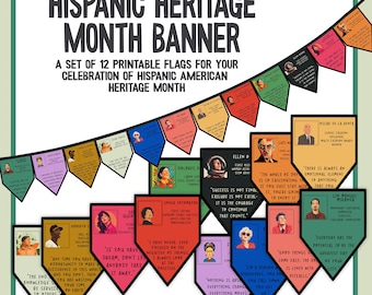 Hispanic American Heritage Month Banner | Hispanic History Classroom Decor Bulletin Board Bundle Kit | Famous Hispanics Classroom Quotes