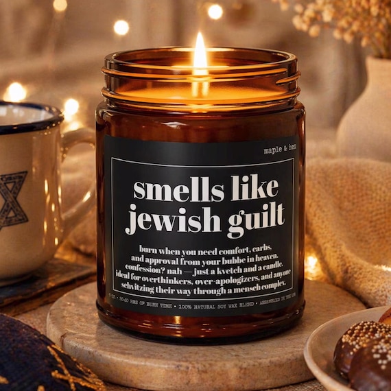 Funny Jewish Candle | Jewish Guilt Best Friend Gift | Hanukkah Gift Candle | Bar Mitzvah Bat Mitzvah Present | Humor Candle for Overthinkers