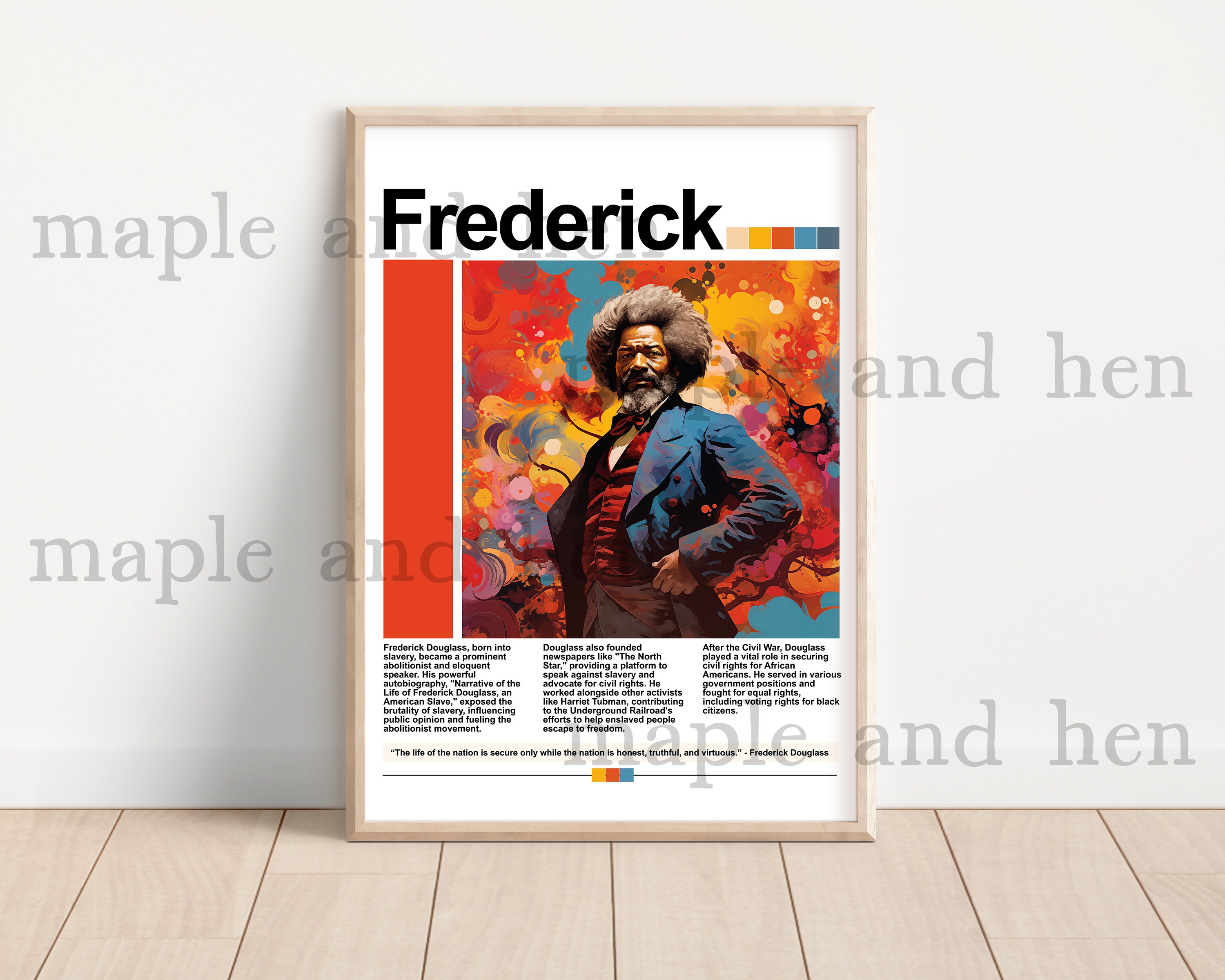 Frederick Douglass Digital Art Print | Retro Black History Month ...