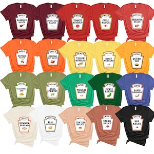 Group Condiment Shirts | Matching Condiment Halloween Costume Party Shirt | 2025 Softball Tournament Tshirt | Adults Youth Ketchup Ranch Tee