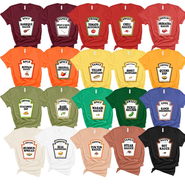 Group Condiments Shirts | Matching Condiment Halloween Costume Party Shirt | 2024 Softball Tournament Tshirt | Adults Youth Ketchup Ranch