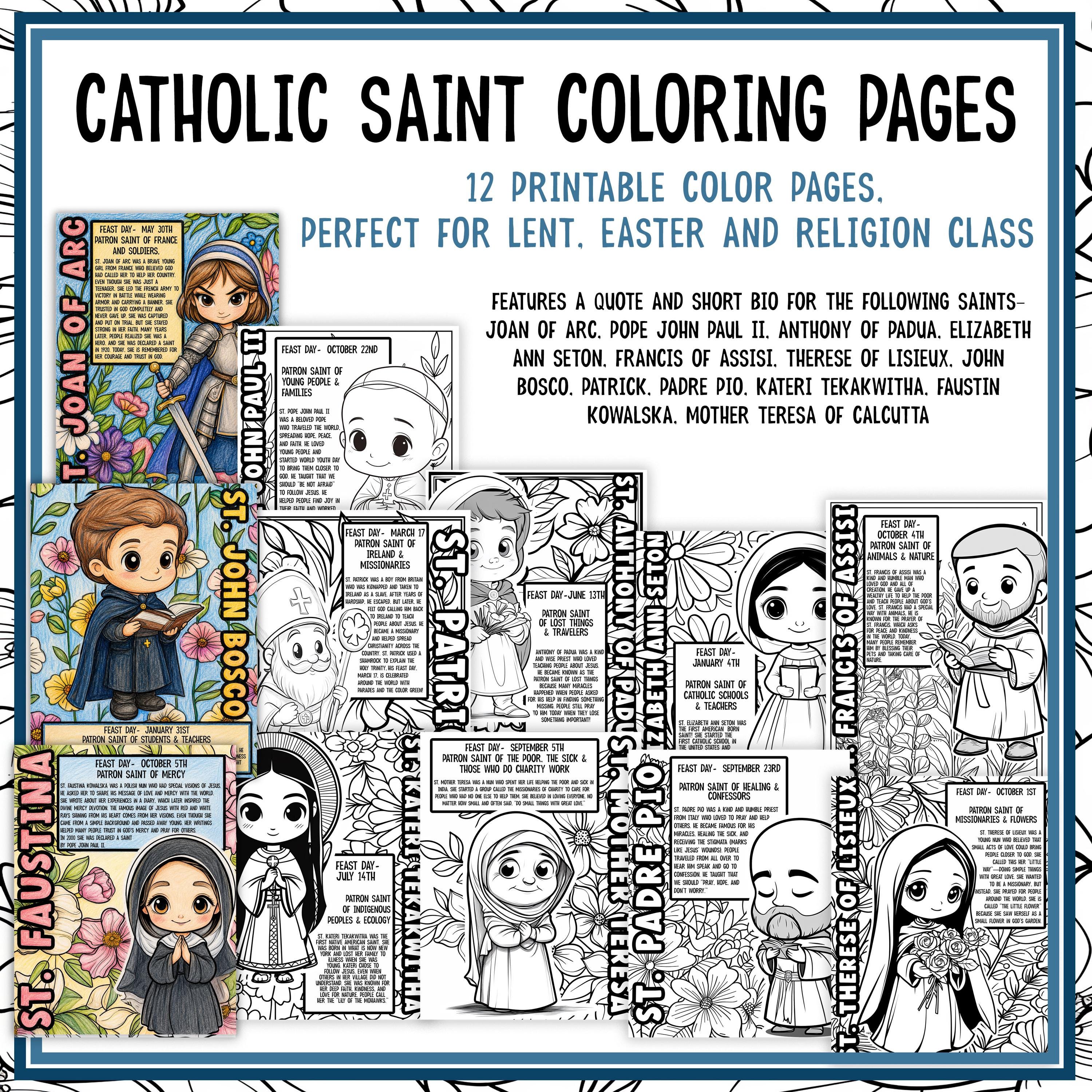 Catholic Saints Coloring Pages | Lent Activities for Kids | Catholic ...