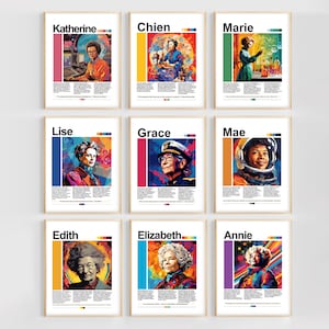 Tablón de anuncios de Mujeres en STEM / Pósteres de matemáticas de Mujeres en la ciencia / Kit de tablón de anuncios del Mes de la historia de la mujer / Póster de matemáticas, ciencia y tecnología