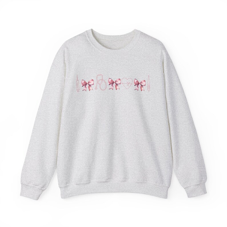 Coquette Nurse Sweatshirt | Cute RN Shirt, Pediatric, NICU, Icu, ER Graduation Gift Sweater, Nurse Practitioner, Labor Delivery, Mother Baby Ash