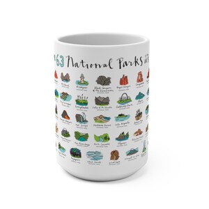 63 US National Parks 15 oz 11 oz Mug NP Park Coffee Gift Camping, Hiking, Road Trip Christmas Gifts Yellowstone, Yosemite, Zion, Smokies image 4