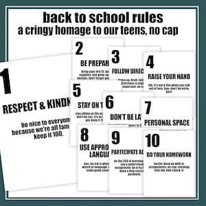 Funny Classroom Rules Posters | High School Middle School Teacher Back to School Rule Slang Bulletin Board Poster | ELA Math Lit Science