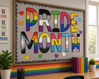 Pride Month Bulletin Board Letters Display | LGBTQIA+ Flag Printables | LGBT History Month Posters | Inclusive Printable Classroom Decor