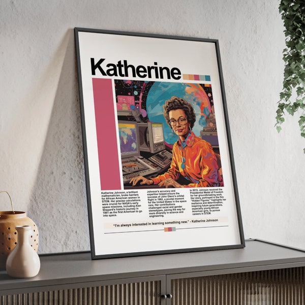 Katherine Johnson Digital Art Print | Black History Month Printable | Women's History Month Poster | Black History Bulletin Board Kit