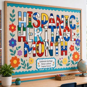Hispanic Heritage Month Flag Letters | Hispanic American History Month Bulletin Board | Hispanic History Month Country Flags for Decor