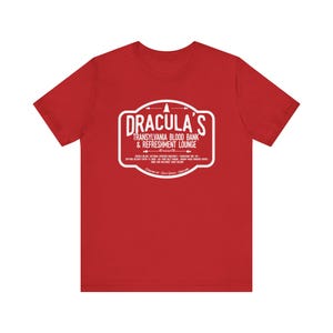 Dracula Shirt | Transylvania Blood Bank Tee | Classic Horror Literary TShirt | Vampire Humor Gift, Gothic Book Lover Dark Academia Aesthetic Red