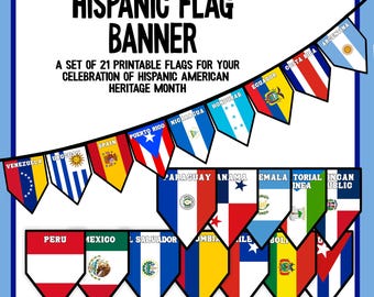 Bandera hispana / Bandera imprimible del Mes de la Herencia Hispana Americana / Decoración para el aula del Mes de la Herencia Hispana Nacional Latinx