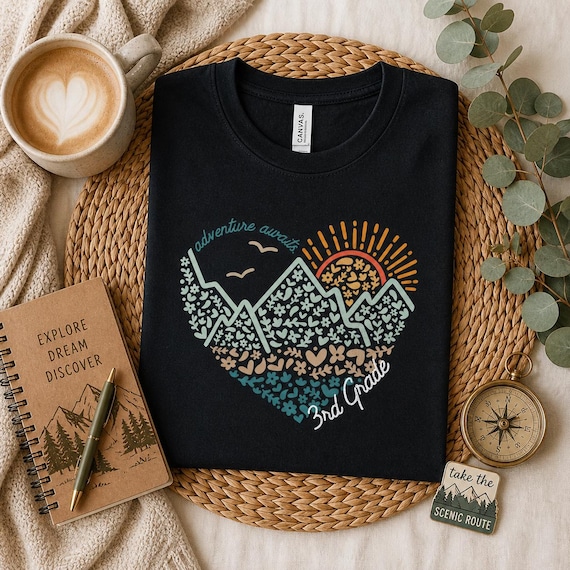 3rd Grade Teacher Shirt | Adventure Awaits Third Grade Elementary Team Teachers Tshirt | Back to School Full Time T-Shirt, Graphic